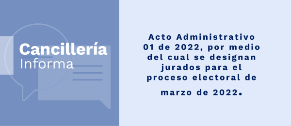 Acto Administrativo 01 de 2022, por medio del cual se designan jurados para el proceso electoral de marzo de 2022.