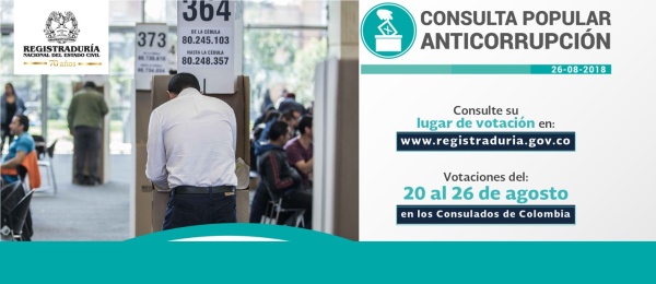 La Embajada y el Consulado de Colombia en Hanói informan el puesto de votación para la Consulta Anticorrupción que se realizará del lunes 20 al domingo 26 de agosto de 2018