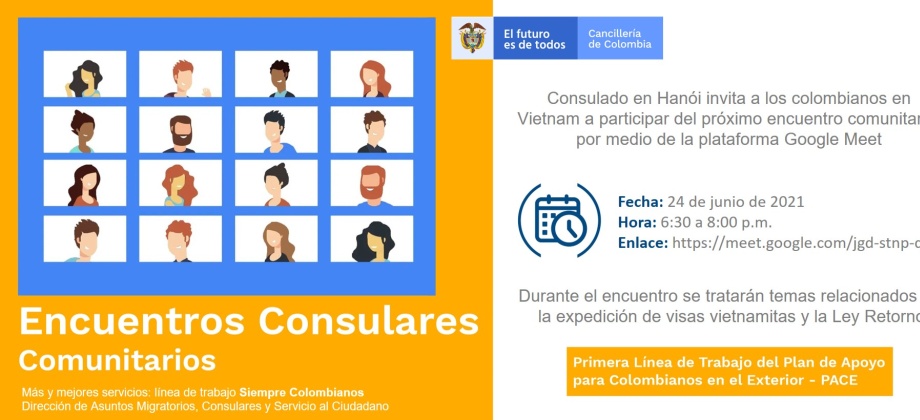 Consulado de Colombia en Hanói realizará un encuentro consular comunitario el 24 de junio de 2021